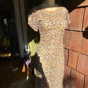 NWOT sheer tan fitted midi dress For Love & Lemons